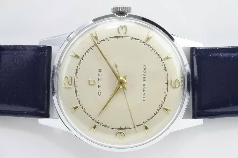 C マーク☆1950年代製　シチズン センターセコンド 　17石　稀少文字盤モデル　手巻紳士腕時計　国産名機