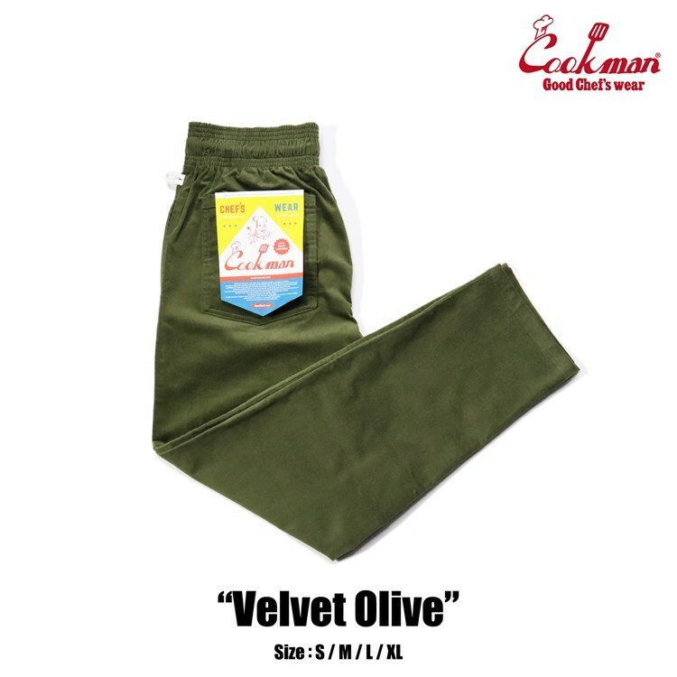 Mサイズ◆新品タグ付き COOKMAN クックマン シェフパンツ Chef Pants Velvet Olive オリーブ