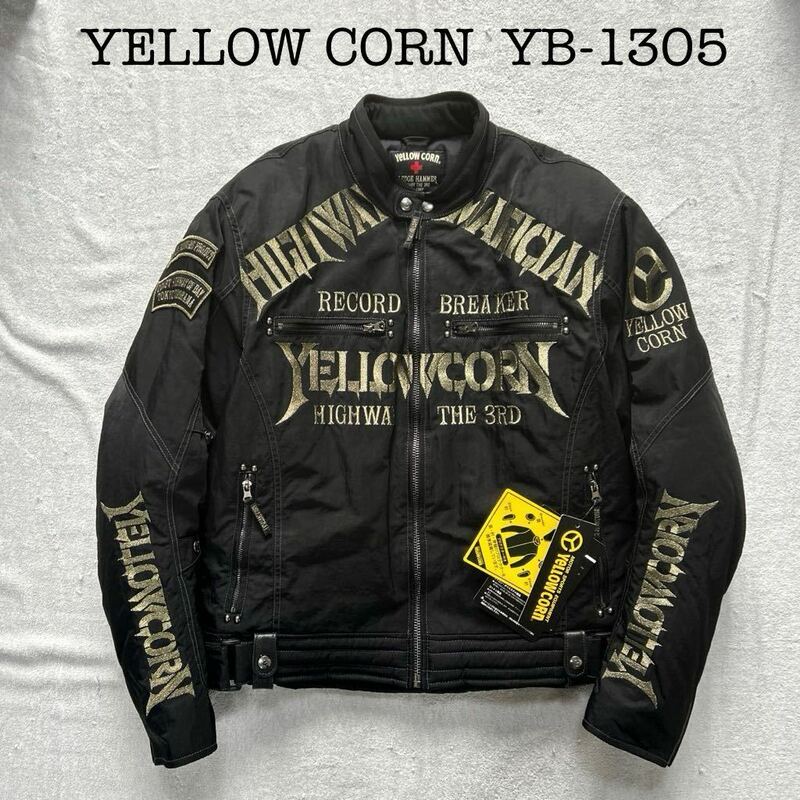 YELLOW CORN YB-1305 LLサイズ イエローコーン 切り文字牛革 ライディングジャケット プロテクター装備 防寒 防風 新品 A60229-1