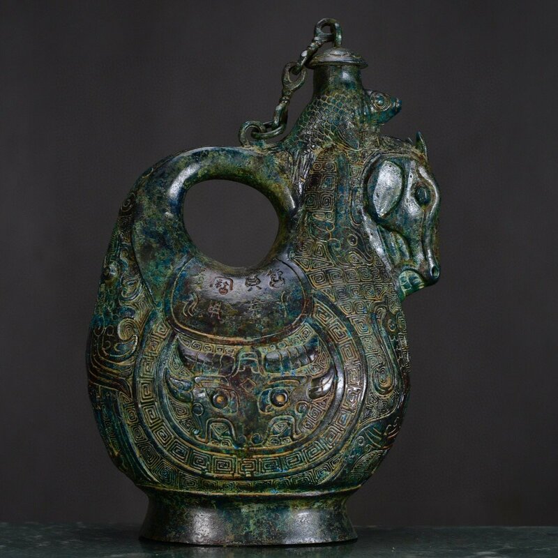 ◆古寳堂◆西周時期 青銅製 牛壺 置物 賞物 極細工 古置物 古擺件 中国古美術 時代物 古董品