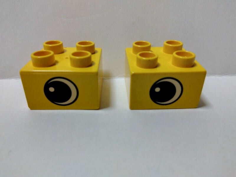 レゴデュプロ 2×2 プリントブロック　目　目玉　2個セット　黄色