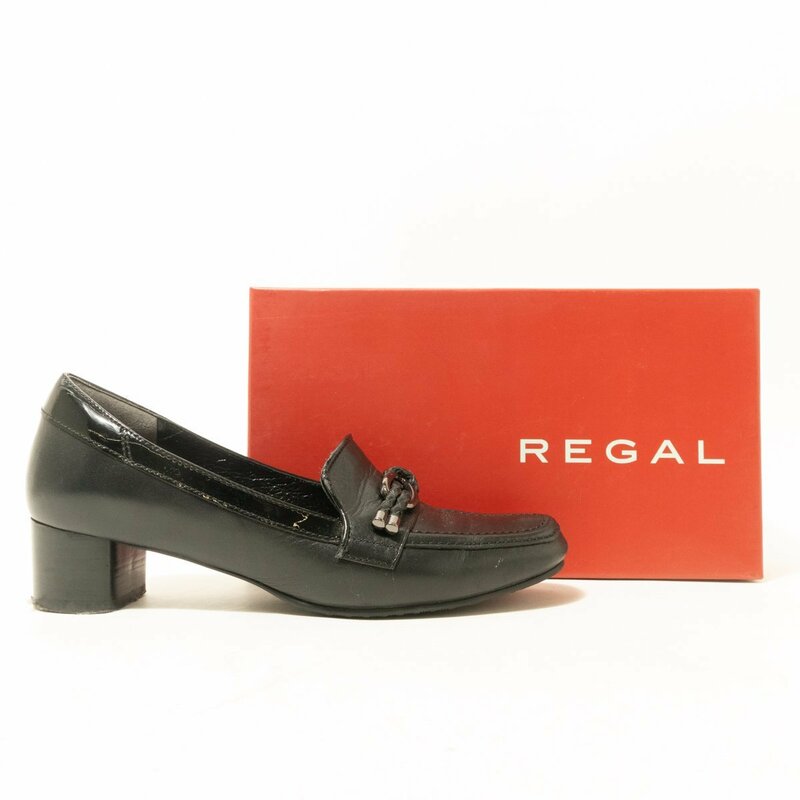 REGAL リーガル ヒールローファーシューズ ブラック 黒 23cm レザー 本革 レディース シンプル きれいめ カジュアル シューズ 婦人靴