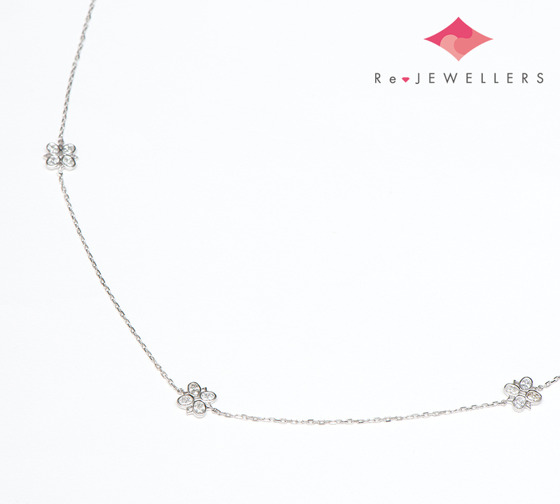 シンティラ・モナコ セミロング ダイヤモンド計3.93ct 18金ホワイトゴールド ネックレス【中古】