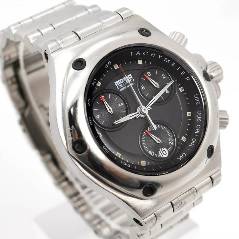 《人気》MOMO DESIGN 腕時計 ブラック クロノグラフ デイト メンズo
