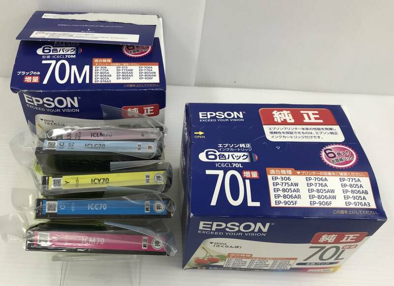 (未開封品)エプソン/EPSON 純正インクカートリッジ さくらんぼ IC6CL70L 6色パック+IC6CL70M(ブラック欠品)5色セット 合計11パックセット