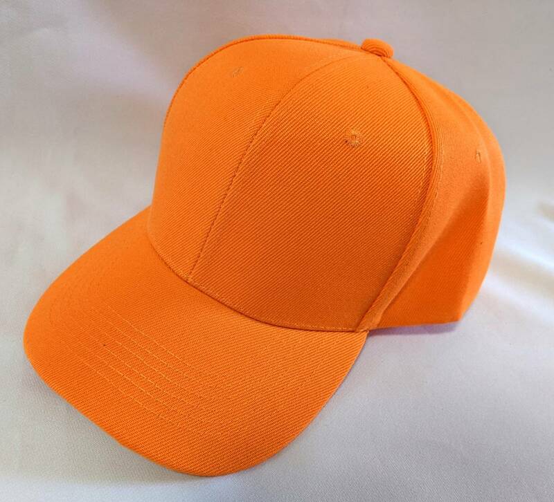 【1円出品】野球帽 オレンジ ポリエステル100% 後ろのマジックテープでサイズ調節可能