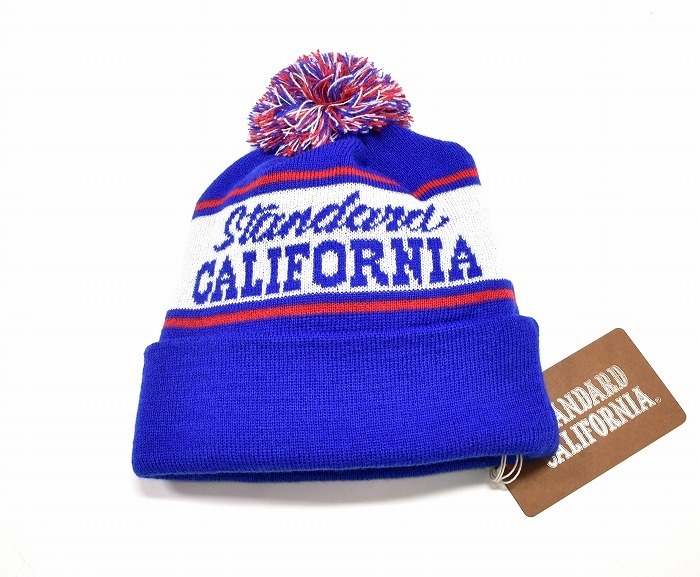 STANDARD CALIFORNIA (スタンダードカリフォルニア) SD Logo Watch Cap ロゴ ワッチキャップ KNIT CAP ボンボンニット 帽子 ハット 青 F