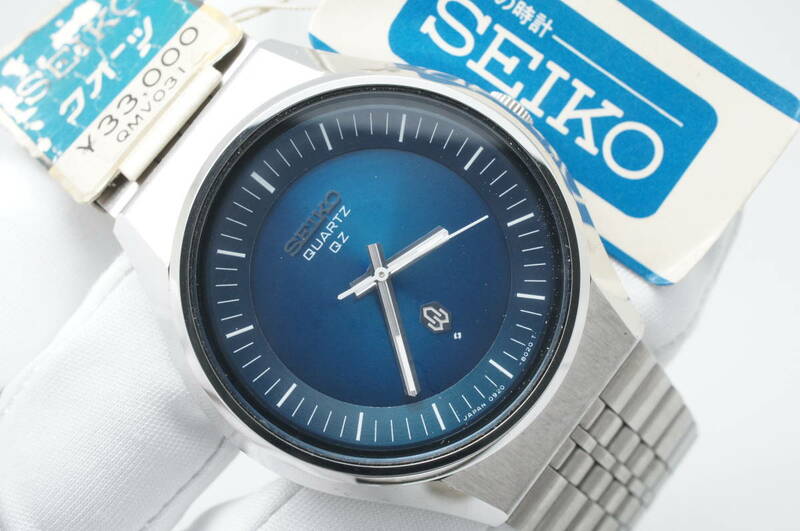 B90●作動良好 未使用デッドストック SEIKO セイコー 1975年製 0920-8010 紺文字盤 純正ベルト メンズ腕時計 シルバー クォーツ