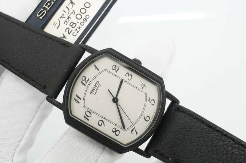B109●作動良好 未使用デッドストック SEIKO セイコー シャリオ 6431-5180 1982年製 純正ベルト尾錠 メンズ腕時計 ブラック黒 クォーツ