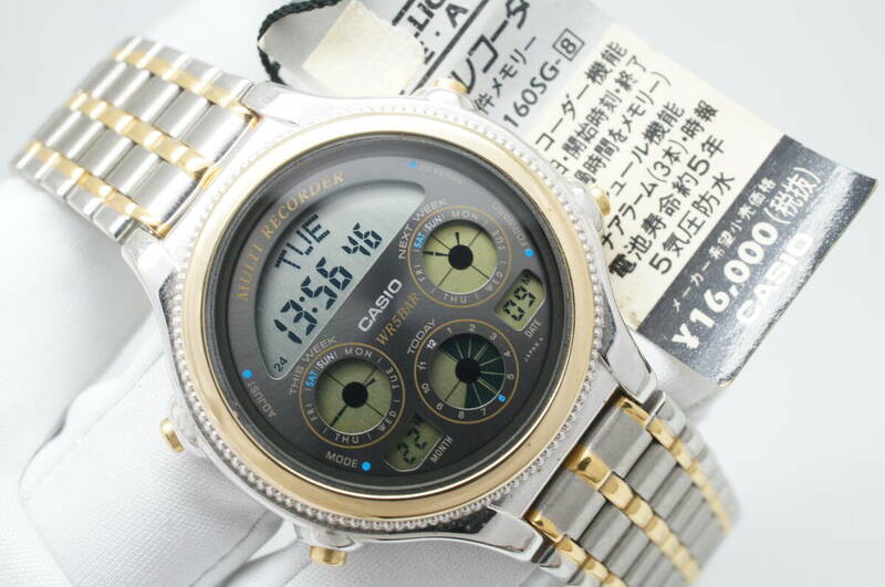 B123●作動良好 未使用デッドストック CASIO カシオ BGR-160 MULTI RECORDER 1980年代 ヴィンテージ デジタル メンズ腕時計 クォーツ