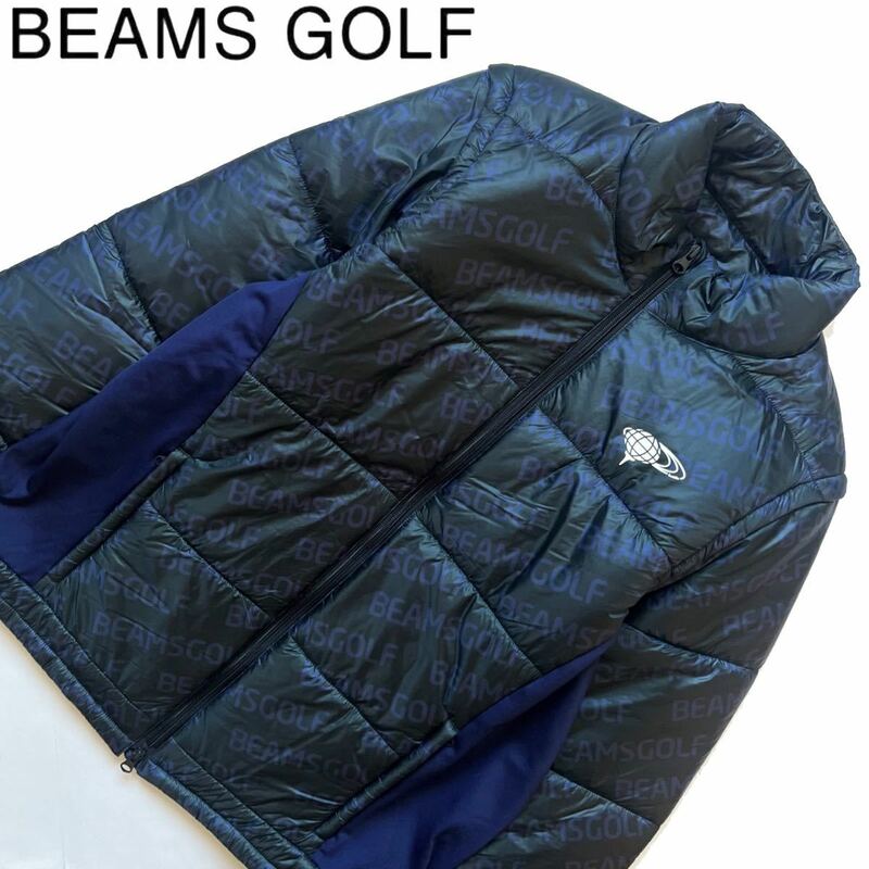 【送料無料】BEAMS GOLF ビームスゴルフ　2way ダウンジャケット　ベスト　メンズ　中綿入り　総柄　ロゴ　XL アウター　ジャケット