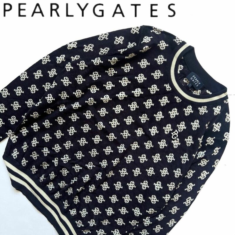 【送料無料】Pearly Gates パーリーゲイツ　モノグラム柄　ニット　セーター　ゴルフ　GOLF 総柄　レディース　1 M