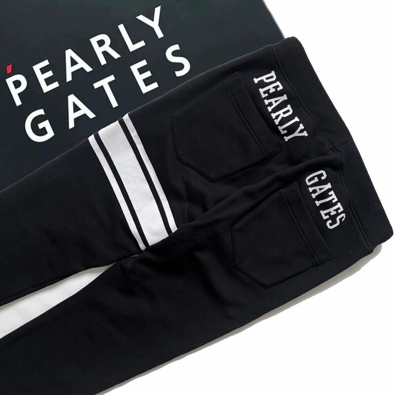【送料無料】PearlyGates パーリーゲイツ　裏起毛　スウェットパンツ　秋冬物　メンズ　ゴルフ　GOLF 6 XL ジョガーパンツ　ズボン　黒