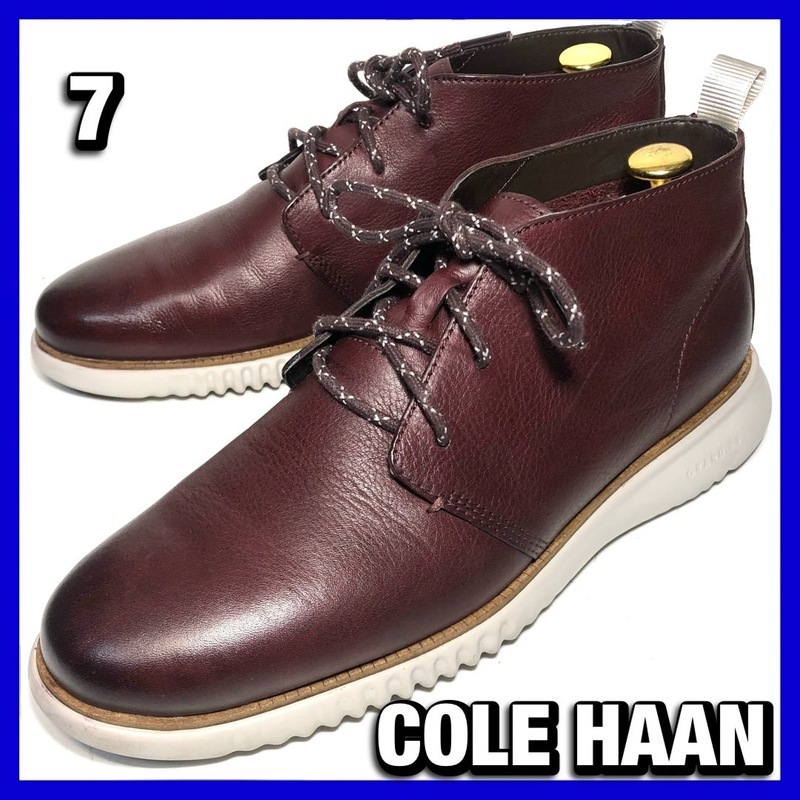 管理J5■COLE HAAN 7 チャッカブーツ メンズ 茶 ブラウン バーガンディ コールハーン 革靴 レザー シューズ 本革 中古 *BB020