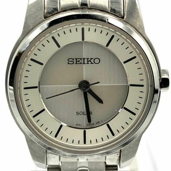 仙22 SEIKO Riki V111-0BK0 腕時計 ソーラー アナログ 3針 ラウンド グレー文字盤 セイコー リキ SOLAR レディース