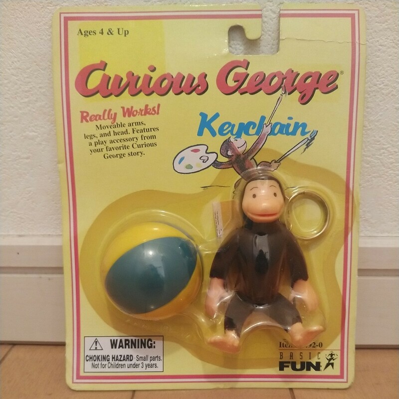 ◎激レア!! Curious George ひとまねこざる おさるのジョージ “ キーチェーン ”♪『未開封/未使用/未確認』当時物 年代物 キーホルダー