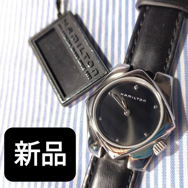 ★新品★ハミルトン スターダム クォーツ腕時計 ブラック 2針 タグ付き 6357 HAMILTON スイス
