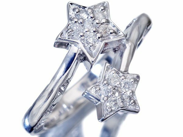 【ジュエリー極】スターデザイン輝く！良質天然ダイヤモンド0.12ct 高級K18WGリング t3863oulm【送料無料】