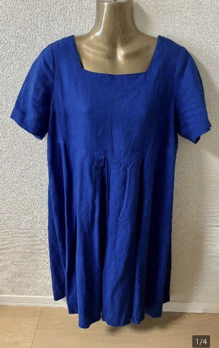 Hataya（ハタヤ）ロイヤルブルー リネン100% ワンピース（日本製）