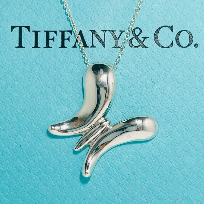 希少 ラージ ティファニー バタフライ ネックレス シルバー TIFFANY&Co.★763