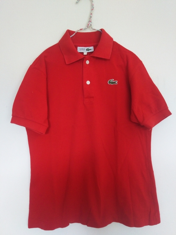 s689 良品 春支度 ■LACOSTE■ ラコステ サイズ150～160くらい 赤系 半袖ポロシャツ 身幅47 着丈60.5 肩幅37.5 袖丈19.5 ゆうパケ～レタパ