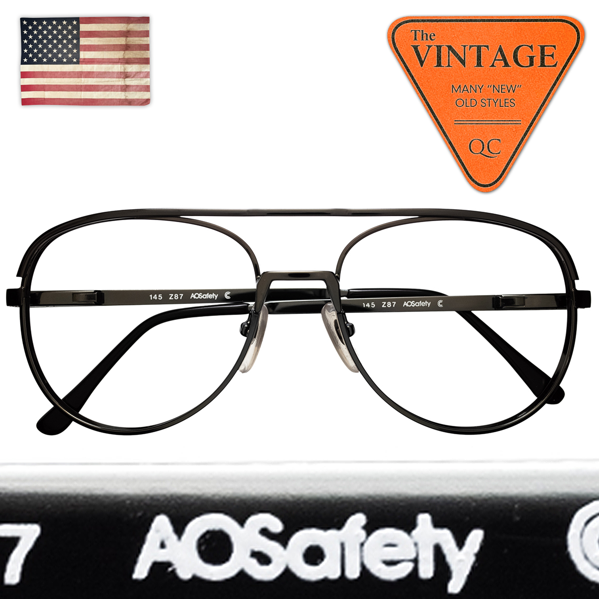 未使用デッド 70's AO アメリカンオプティカル USAヴィンテージ アビエーター ブラック ティアドロップ サングラス眼鏡 American Optical99