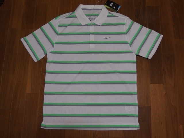 新古品】NIKE/ナイキゴルフ DRI- FIT 半袖ポロシャツ サイズM 白×グレー×黄緑