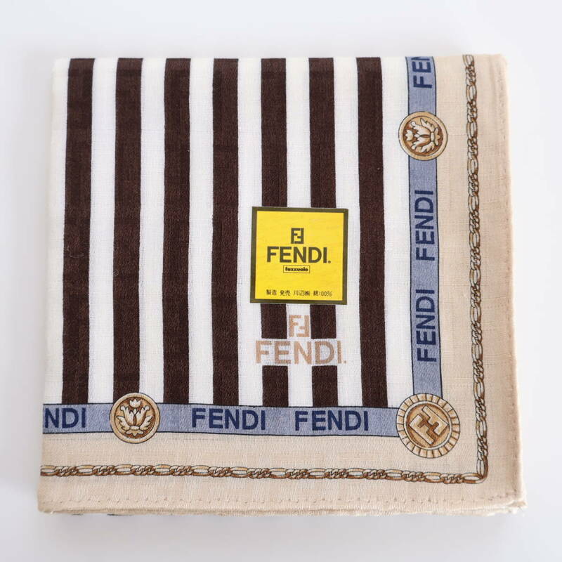 ■未使用　FENDI フェンディ　ハンカチ　ズッカ地模様■