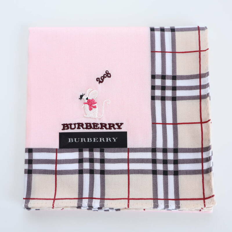 ■未使用　BURBERRY バーバリー　ハンカチ　2008　ピンク■