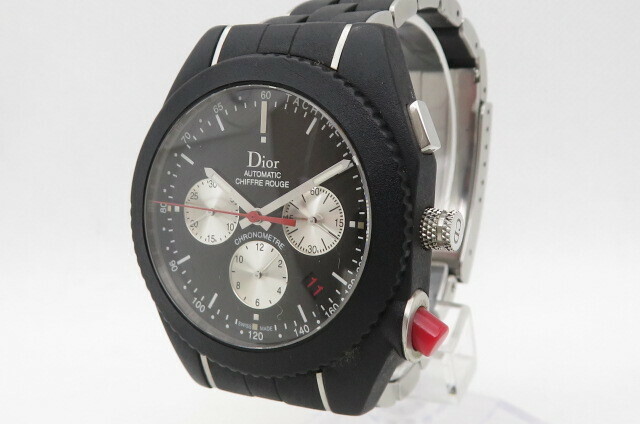 【即決・美品】Christian Dior シフルルージュ クロノグラフ メンズ腕時計　自動巻　084840　裏スケルトン　ブラック　4-5-16