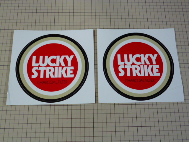 【大きめ】 正規品 LUCKYSTRIKE CHARCOAL FILTER ステッカー 2枚 当時物 です(172mm) ラッキーストライク チャコールフィルター