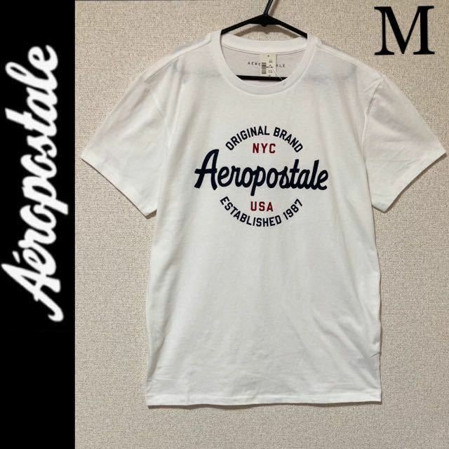 新品タグ付き☆AEROPOSTALE ロゴ半袖Ｔシャツ M 白 ホワイト エアロポステール Aropostale