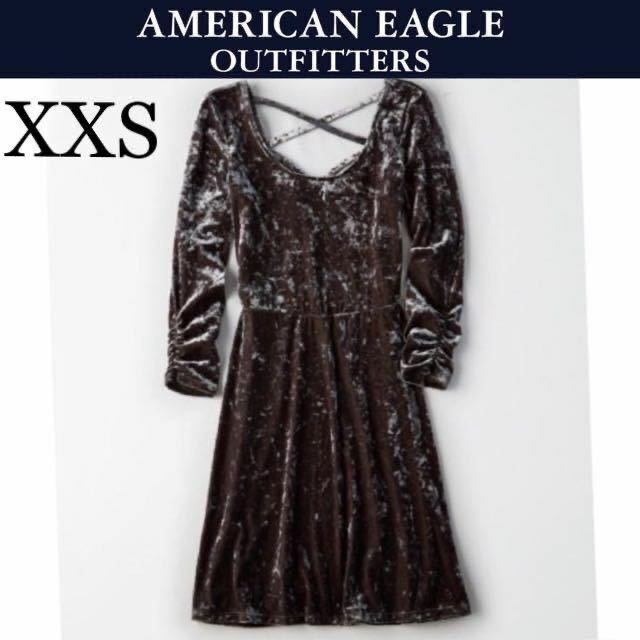 新品タグ付き☆American Eagle クラッシュベロアワンピース XXS アメリカンイーグル