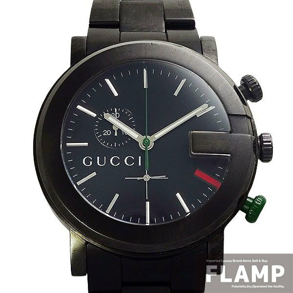GUCCI グッチ Gクロノ 101M/YA101331 クォーツ ブラック メンズ 腕時計【中古】