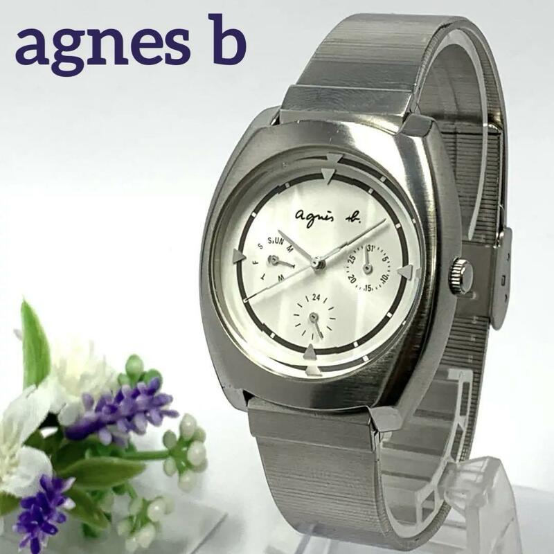 224 agnes b アニエスベー メンズ 腕時計 カレンダー デイデイト クオーツ式 新品電池交換済 人気 希少