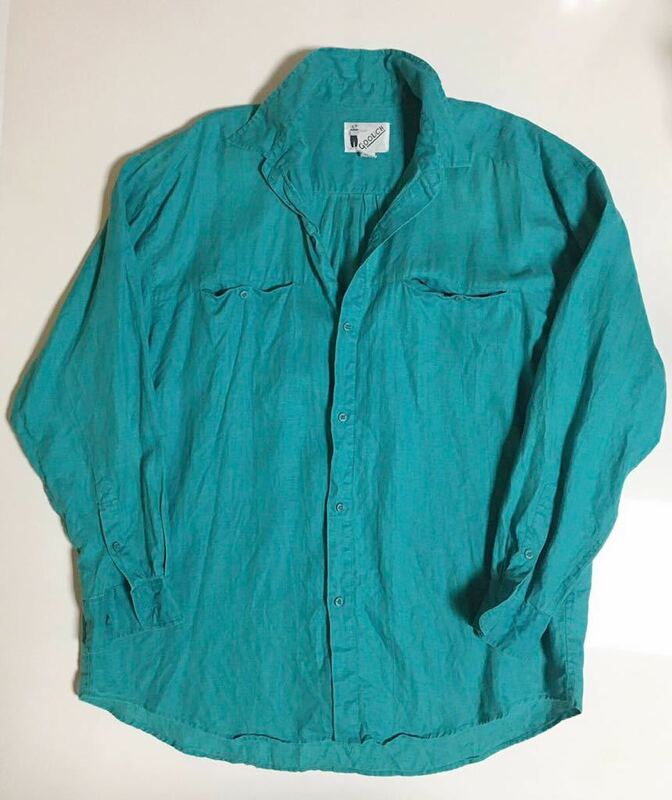 GOOUCH ヴィンテージ リネン シャツ XL グリーン グーチ デザイン GREEN 緑 vintage design linen shirts used 長袖シャツ