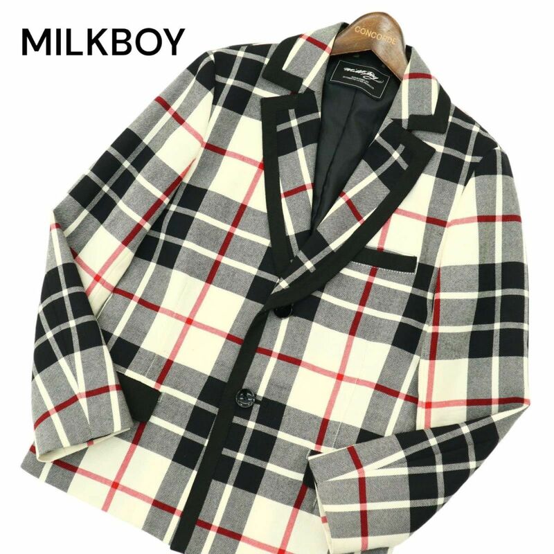 MILKBOY ミルクボーイ 通年 総裏 タータンチェック★ アンコン テーラード ジャケット ブレザー Sz.S位　メンズ　A4T01189_2#O