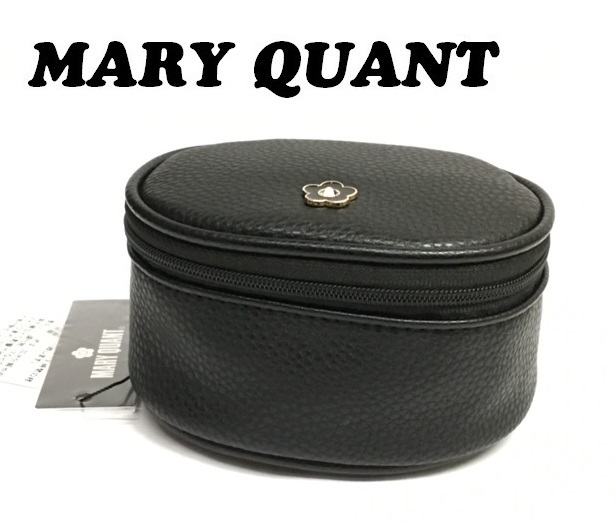 【MARY QUANT】(NO.2562) マリークワント 円形　アクセサリーケース　巾着式ポーチ　ブラック　未使用　マリクワ