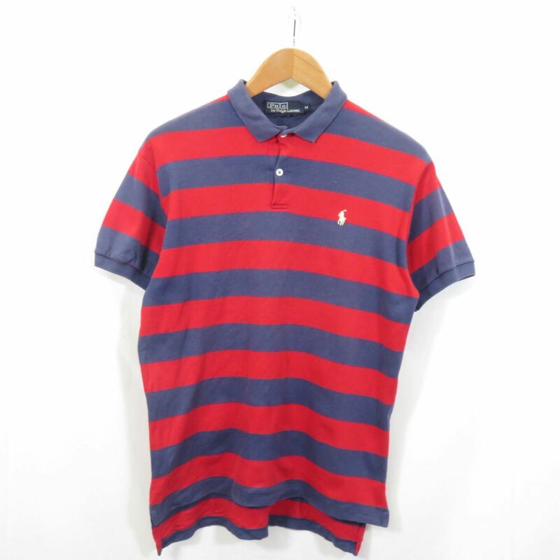 90s POLO RALPH LAUREN USA製 ボーダー ポロシャツ sizeM/ラルフローレン 　0204