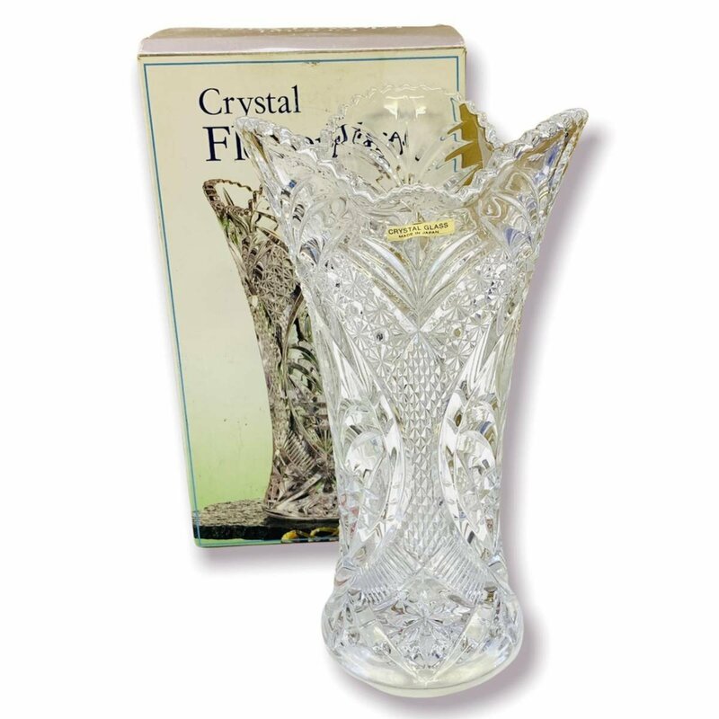 未使用　保管品　クリスタルベース　クリスタル花器　KMF-104　花瓶　硝子　ガラス　