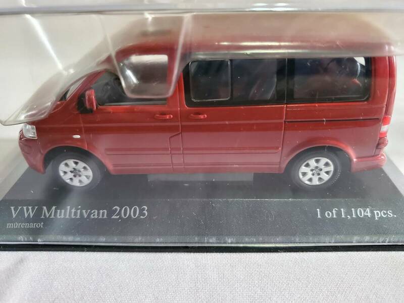 【1/43】　ミニチャンプス　VW　Multivan　Red　Metallic　2003　フォルクスワーゲン　マルチバン　赤　メタリック