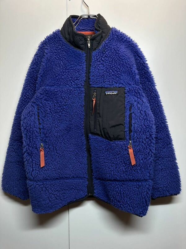 【L】Patagonia kids classic retro cardigan Blue パタゴニア クラシック レトロ カーディガン フリース ジャケット ブルー (65558) T86