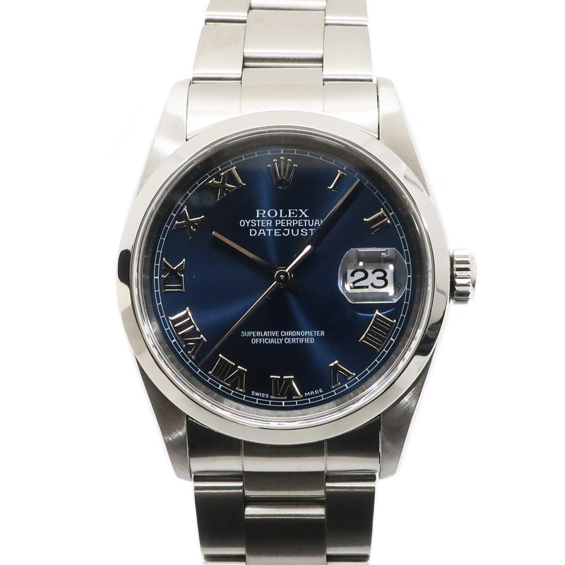 【天白】ロレックス デイトジャスト 16200 U刻 ブルーローマン SS OH・仕上 自動巻 メンズ 腕時計
