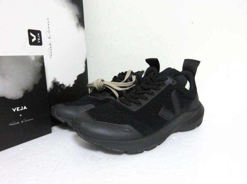 送料無料 新品 VEJA × Rick Owens PERFORMANCE RUNNER 41 ブラック リックオウエンス ヴェジャ メッシュ ニット スニーカー 26.5