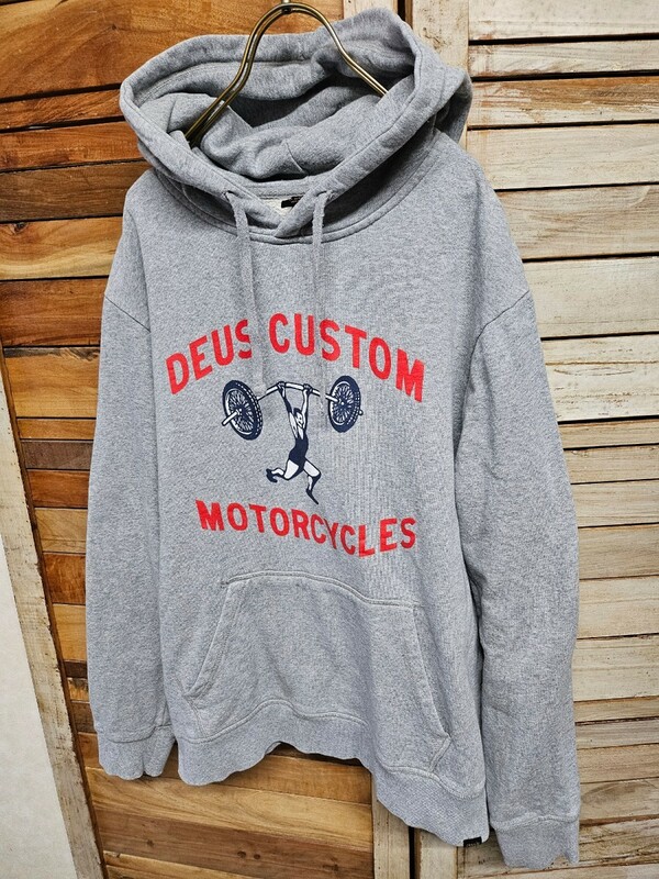 DEUS EX MACHINA LIFTER HOODIE (GREY MARLE) デウスロゴ パーカー フーディ size L