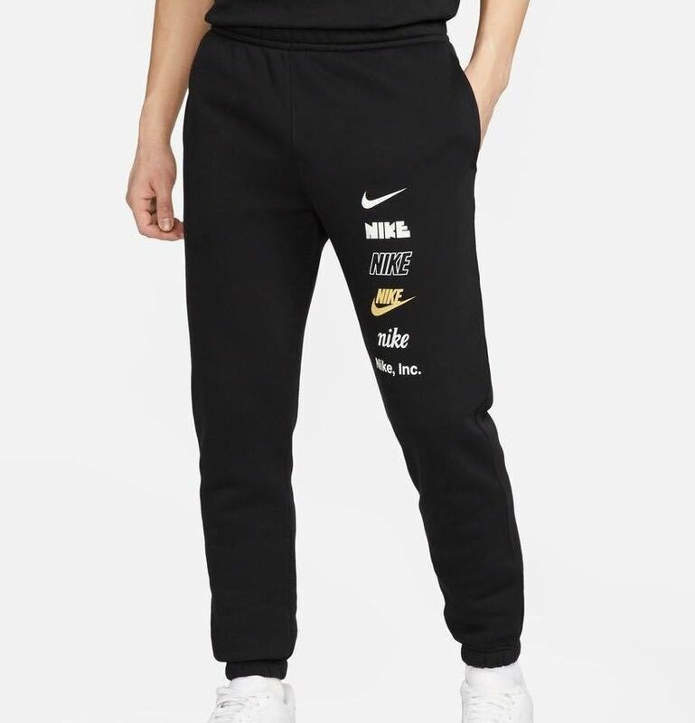 新品 送料込 NIKE CLUB+ BB M LOGO CF PANTS Mサイズ 黒 ナイキ クラブ ロゴ スウェット パンツ 裏起毛 フリース テーパード ジョガー