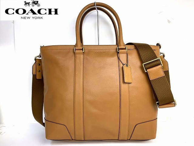 美品★送料無料★ コーチ メンズ COACH ペブルド レザー ブリーカー レガシー 2Way ショルダーバッグ トートバッグ ビジネストート