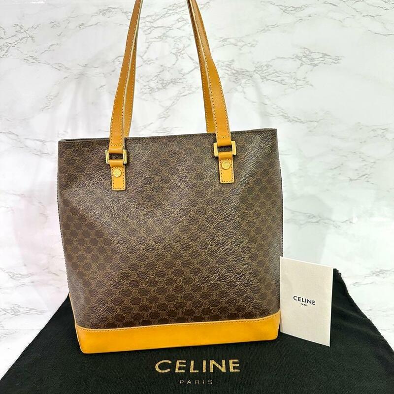 セリーヌ CELINE トートバッグ マカダム トリオンフ ブラウン レザー 1-22234