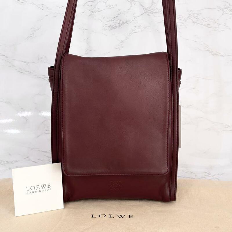 ロエベ LOEWE ショルダーバッグ 肩掛け アナグラム ナッパレザー ボルドー 自00115