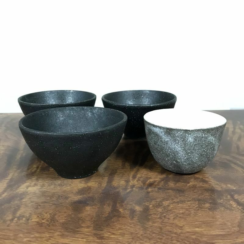 良品【美濃焼】みのやき 黒 お椀 3客 ＆ 小鉢 1客 /黒曜 土灰 梅花皮 和食器 茶碗 伝統的工芸品 SCOPE スコープ 中川政七商店